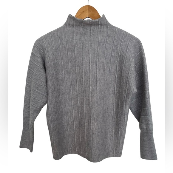 Nanette Leporr Gray Ribbed Merino Wool Turtleneck Sweater size large - Picture 1 of 5